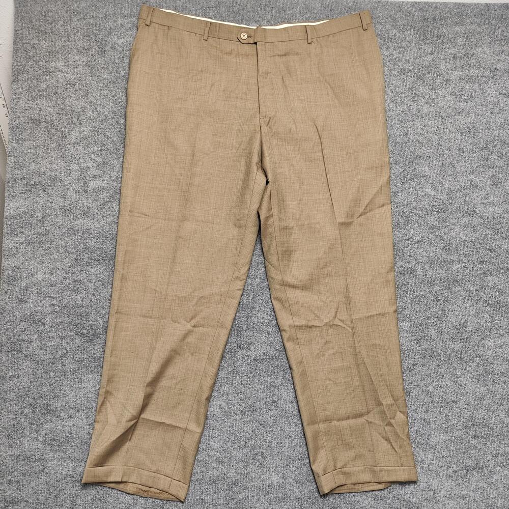 Bresciani Dress Pants Mens 42x29 Beige Wool Super 150's Lined Italy Classic Fit
